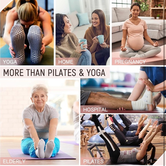 American Trends Pilates Socks 3 CT Non Slip, with Grips, for Women, Yoga & Barre - Picture 2 of 7
